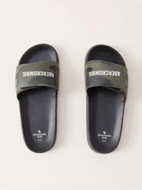 Abercrombie & Fitch Camouflage Slides Slip-on Sandals 5-6 Black & Camo A&F army